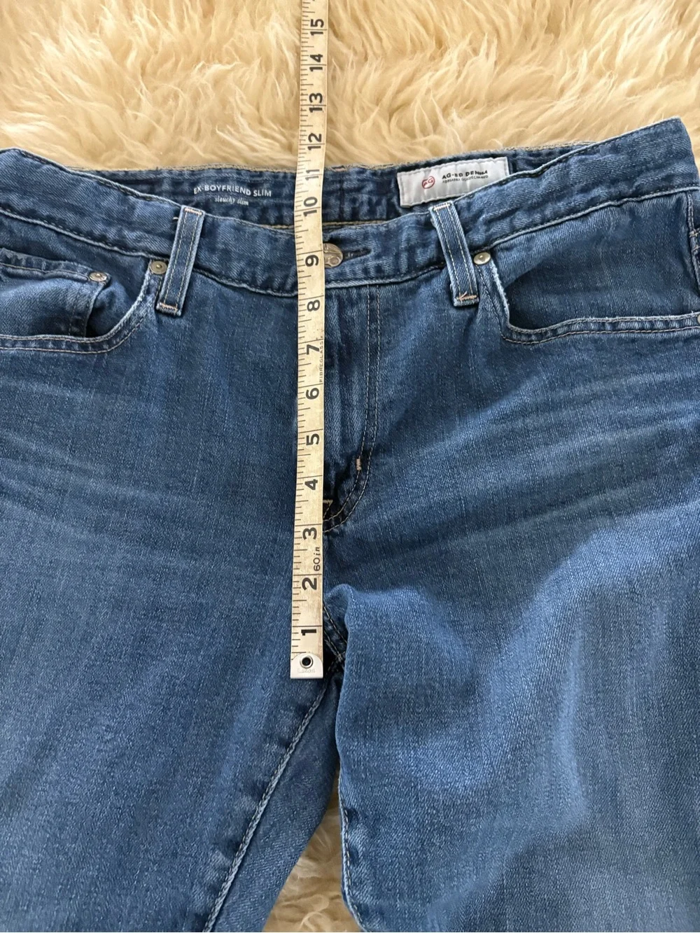 Ag Adriano Goldschmied Blue Ex Boyfriend Slouchy Slim Capris Jeans - Picture 4 of 8